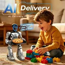 AI Delivery Robot with Tray - view 2